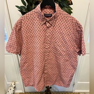 Roundtree & Yorke Classic Print Casual Button Down Shirt SS XL
